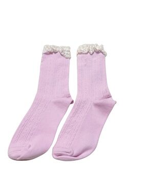 Lace Trim Ribbed Socks Lilac Size OS NWOT No Brand